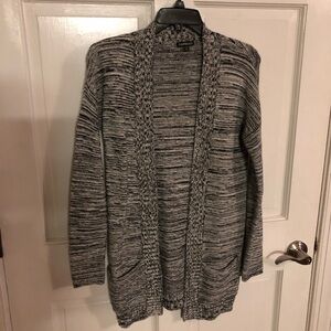 Gray Open-Front Cardigan Sweater